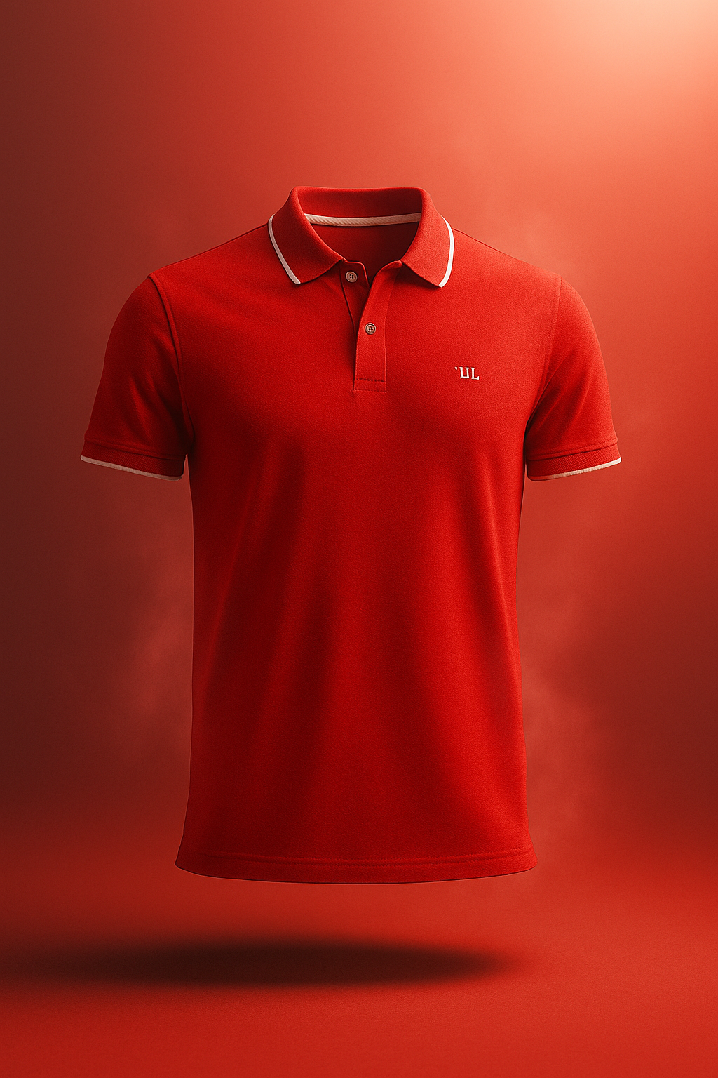 Red polo T-shirt  on a red background
