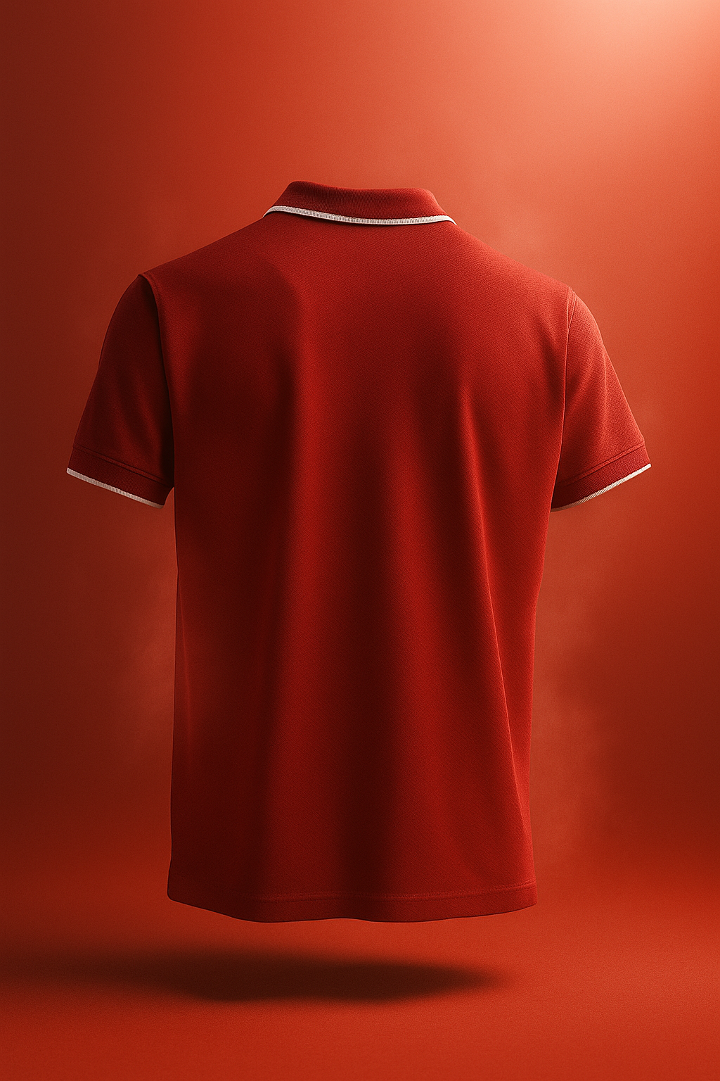 Red polo T-shirt on a light red background