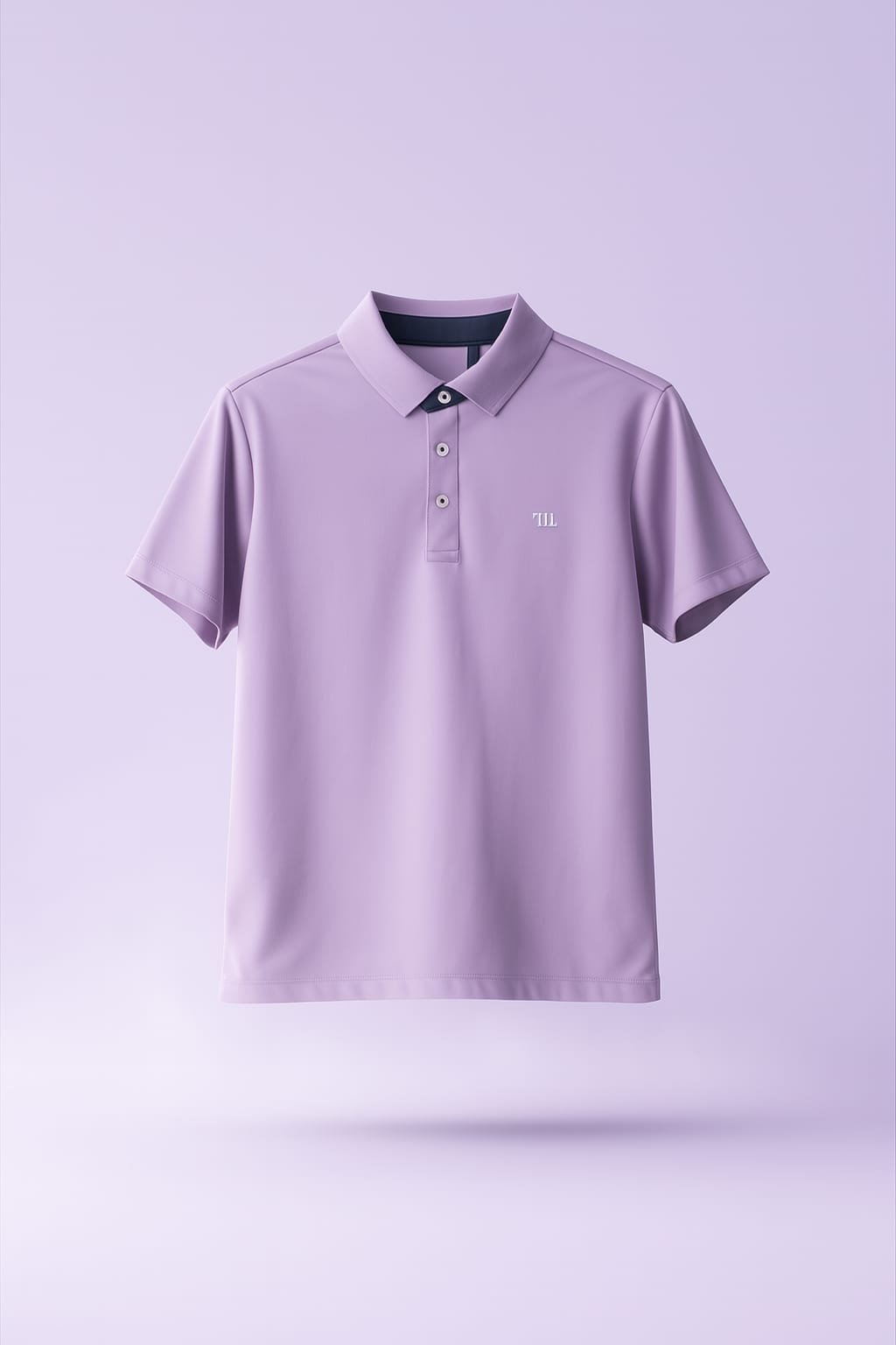 Purple polo shirt on a light purple background