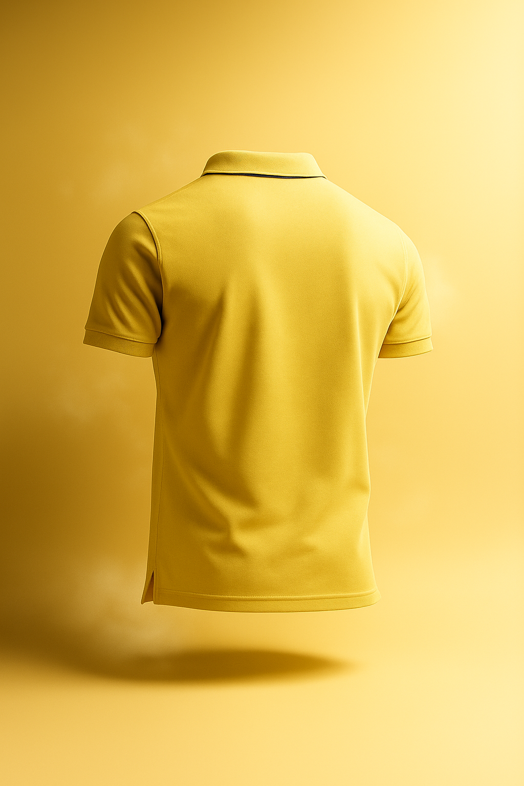 Yellow polo T-shirt on a contrast yellow background